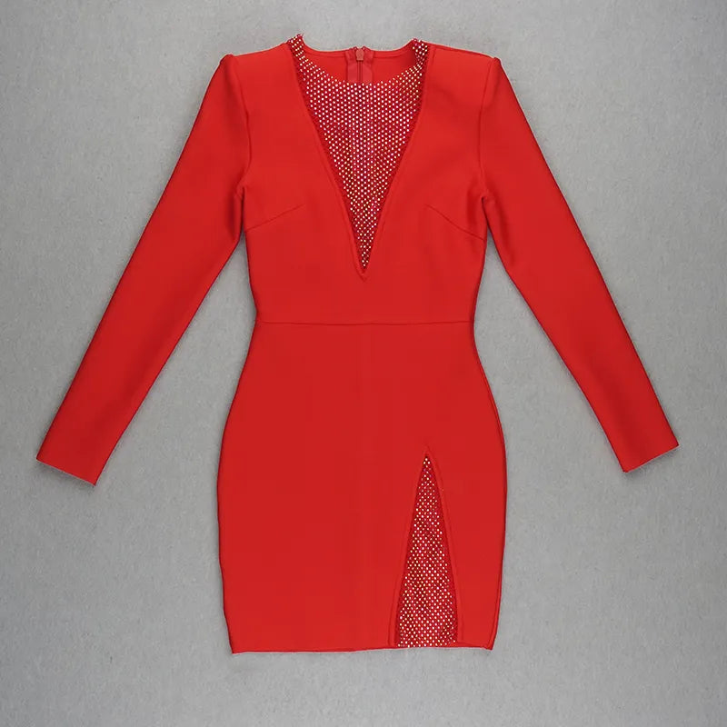 Vestido bandagem decote strass  - Suria