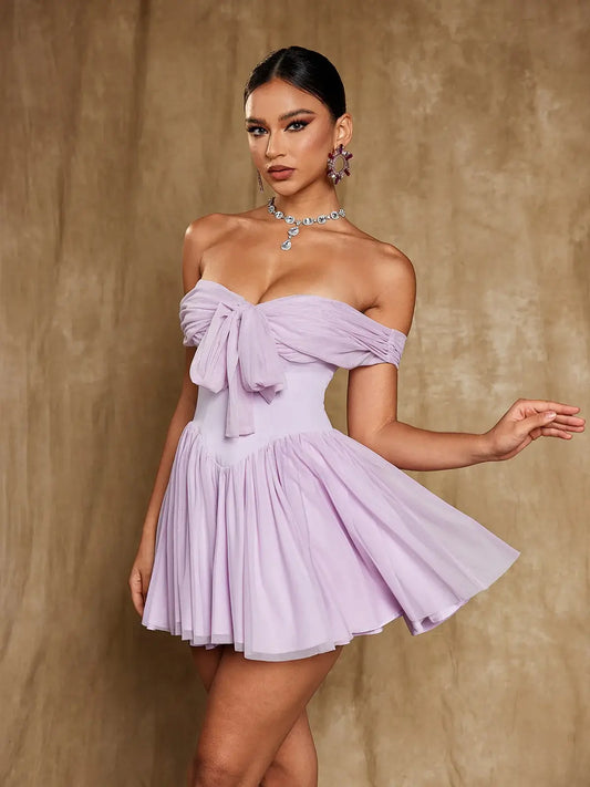 Vestido curto ombro a ombro - Danny