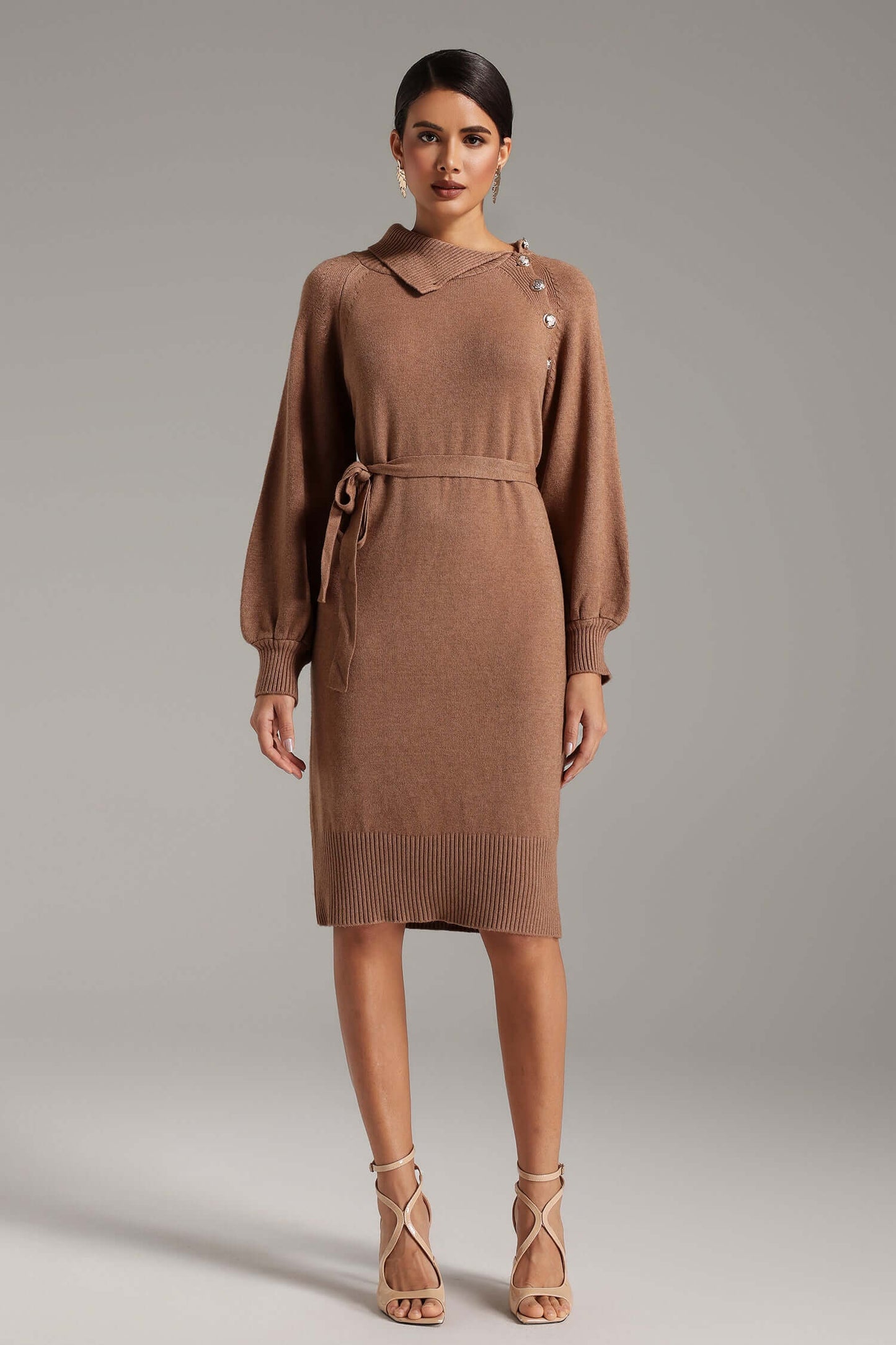 Vestido gola alta e manga - Taylor
