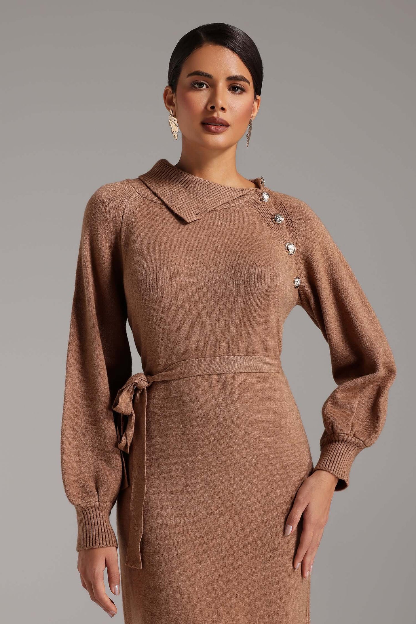 Vestido gola alta e manga - Taylor