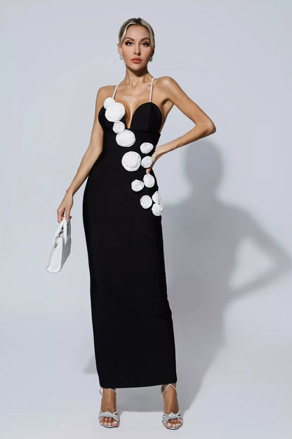 Vestido decote em V e flores - Charmaine