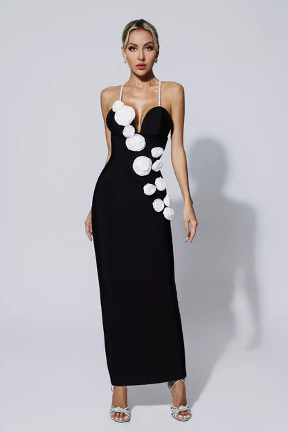 Vestido decote em V e flores - Charmaine
