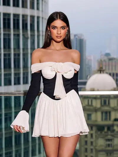 Vestido curto plissado - Zoe