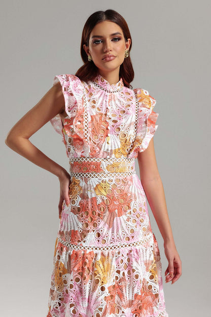 Vestido de gola renda - Fribey