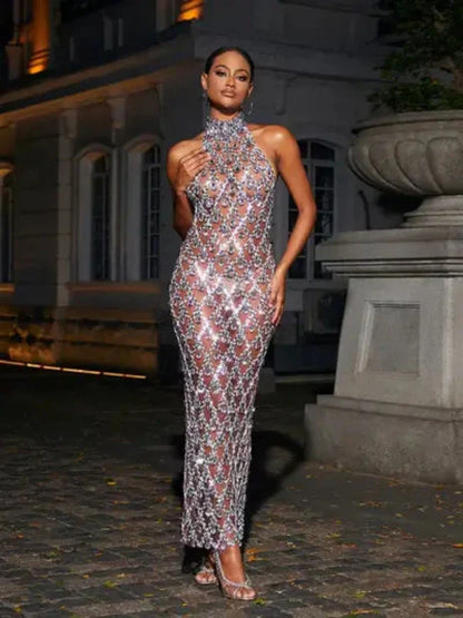 Vestido transparência e pedraria - Liona