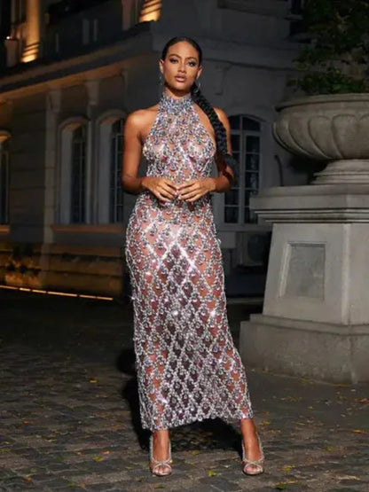 Vestido transparência e pedraria - Liona