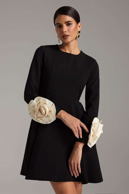 Vestido manga comprida flor - Melinda
