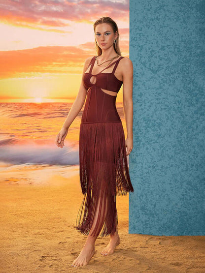 Vestido bandagem franjas - Emer