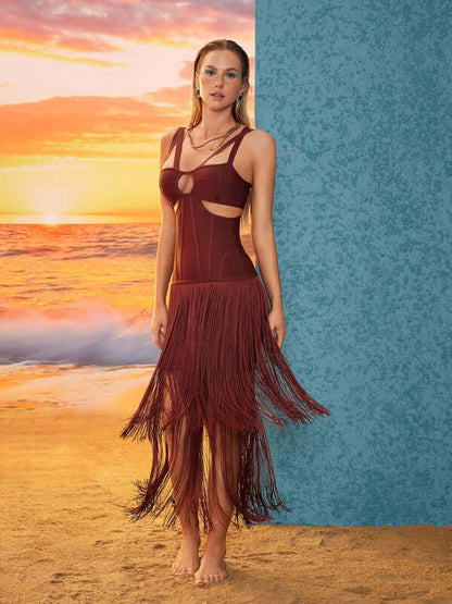 Vestido bandagem franjas - Emer