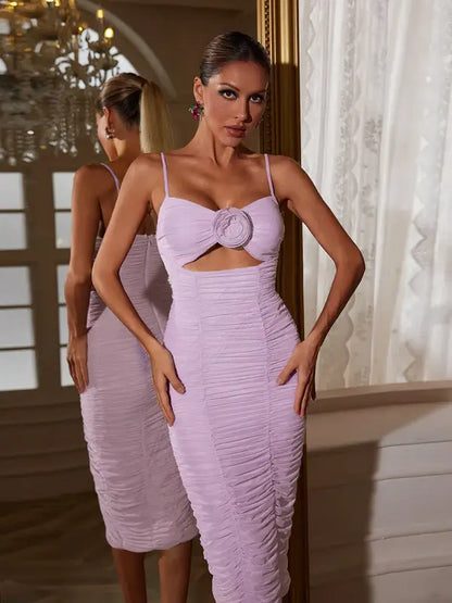 Vestido drapeado com alças finas - Enola