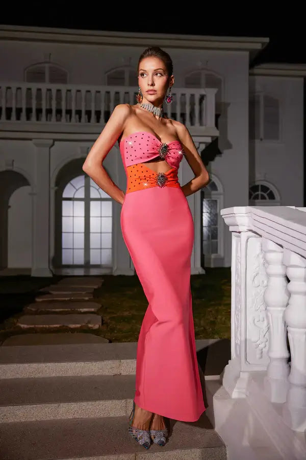 Vestido sem alças com apliques - Arielle