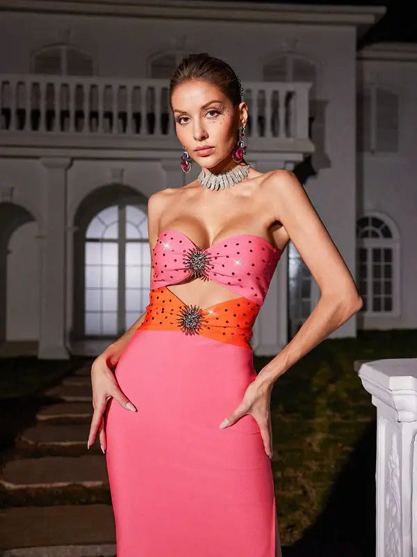Vestido sem alças com apliques - Arielle