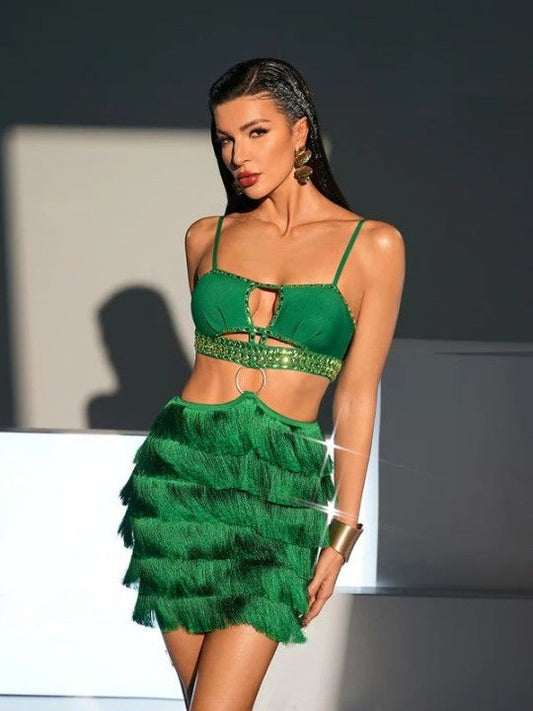 Vestido vazado com franja - Alure