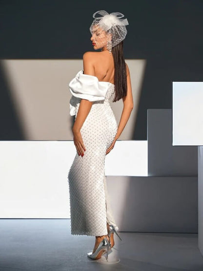 Vestido bordado um ombro só - Tania