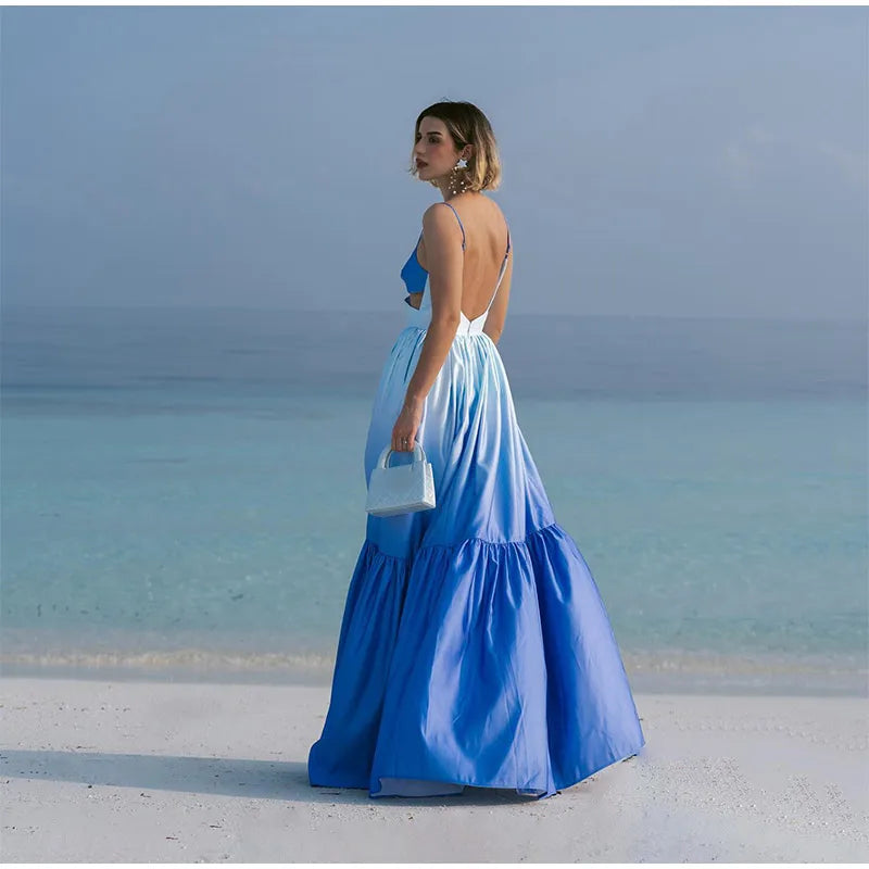 Vestido longo cor gradiente - Sabrina