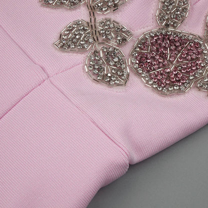 Vestido longo sem alças bordado - Sheila