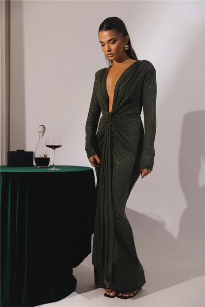Vestido brilhante com decote V - Tulian