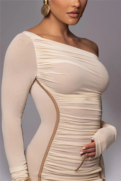 Vestido de manga gola diagonal - Anatole