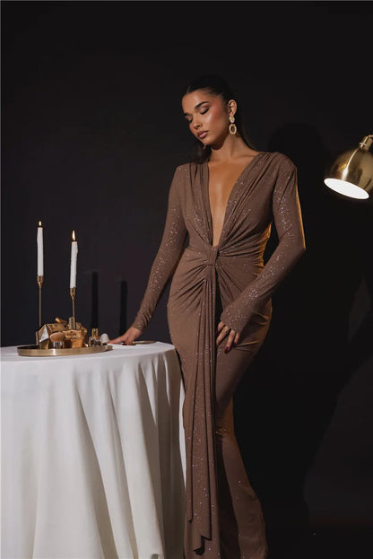 Vestido brilhante com decote V - Tulian
