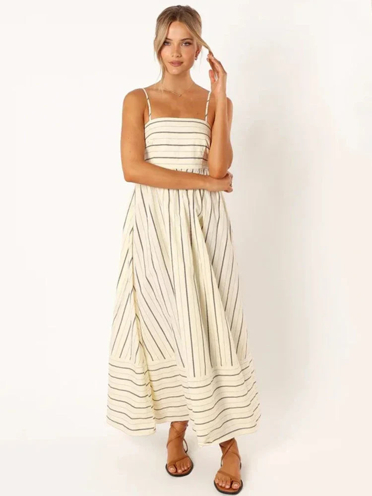 Vestido listrado de alça - Leslie