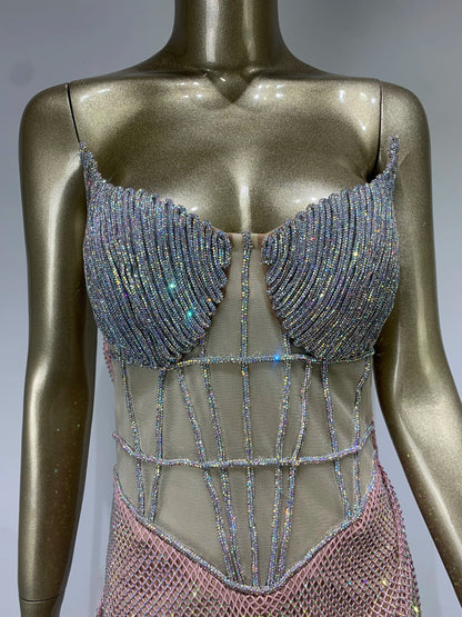 Vestido sem alças em strass - Keira