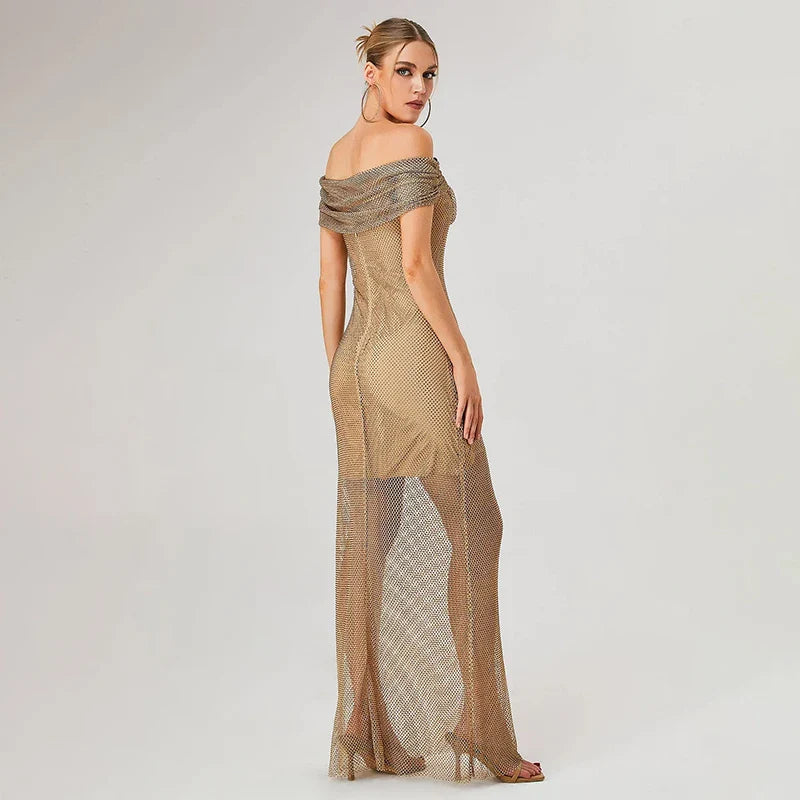 Vestido strass ombros à mostra - Alexa