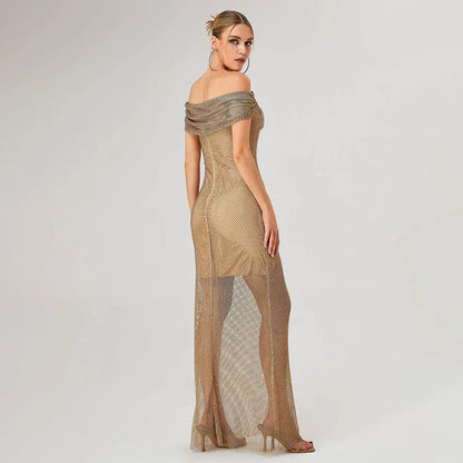 Vestido strass ombros à mostra - Alexa