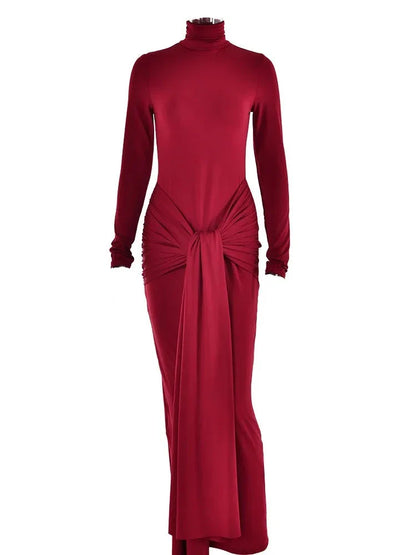 Vestido justo gola alta e manga - Judy