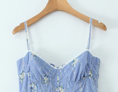 Vestido corset floral de alças - Tilia