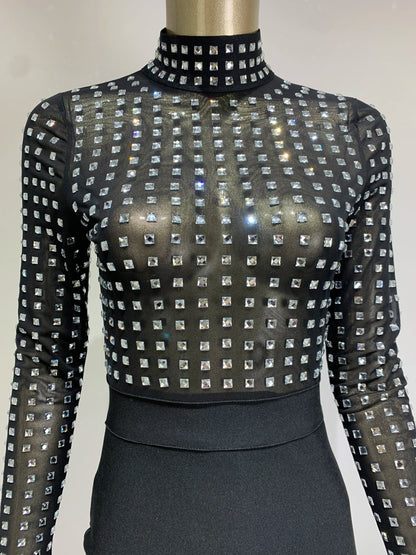 Vestido de gola alta com strass - Suzi
