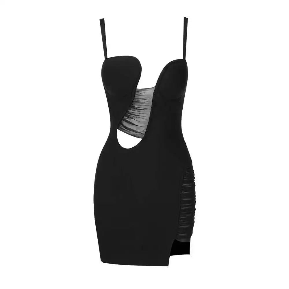 Vestido preto sexy vazado - Mia