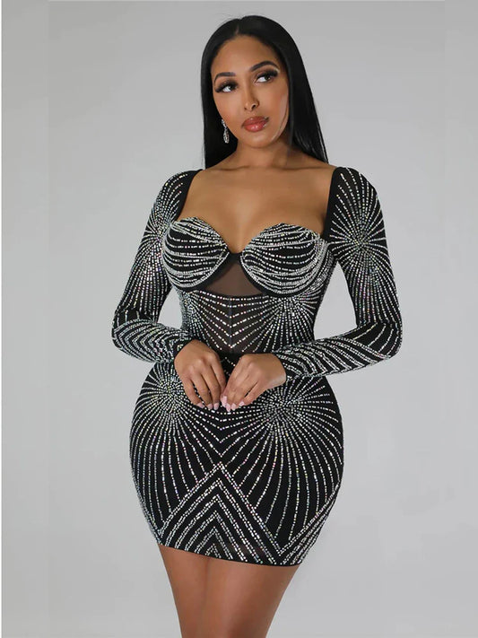 Vestido justo com strass - Wellie