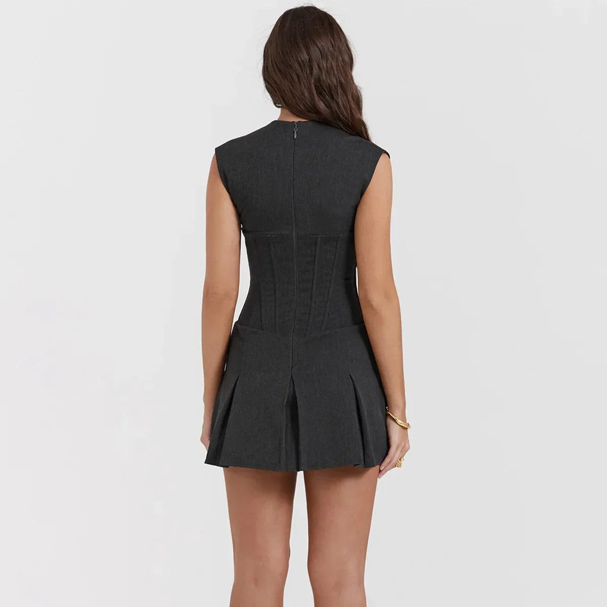 Vestido casual saia plissada - Akila