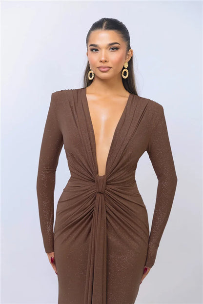 Vestido brilhante com decote V - Tulian