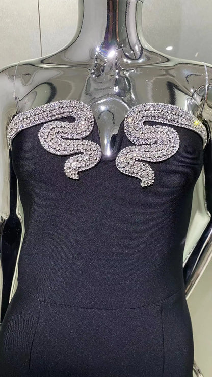 Vestido longo sem alças cobra - Bonie