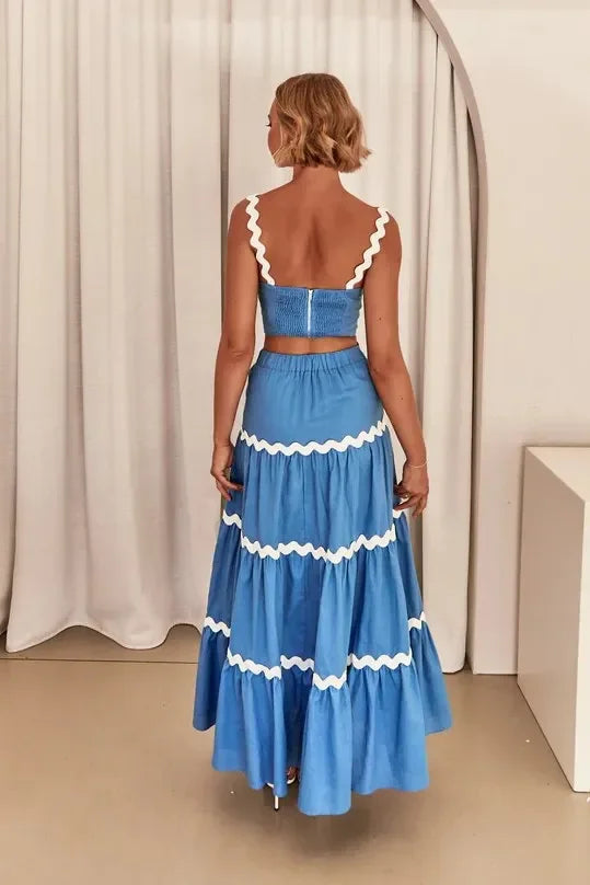 Conjunto saia evasê listras - Alina