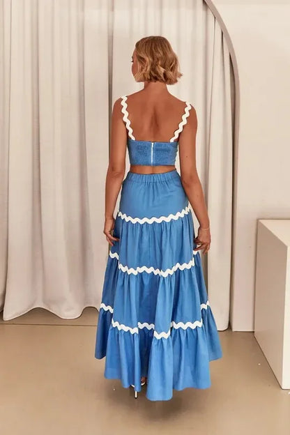 Conjunto saia evasê listras - Alina