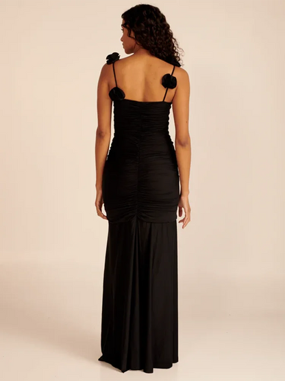 Vestido com fenda e alças finas - Wanda