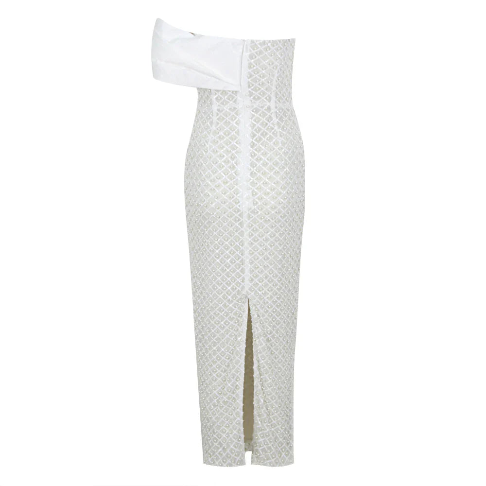 Vestido bordado um ombro só - Tania