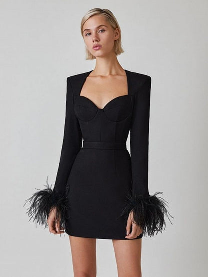Vestido sexy de manga comprida - Plum