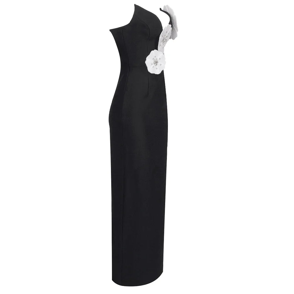 Vestido sem alças flores 3D - Zala