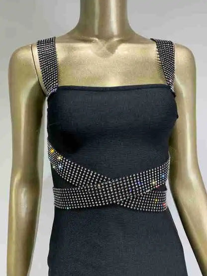 Vestido justo com faixa strass - Elijah