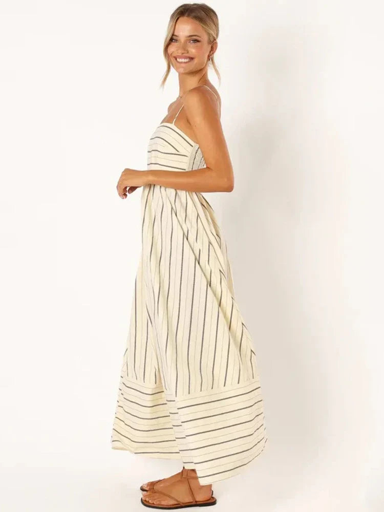 Vestido listrado de alça - Leslie