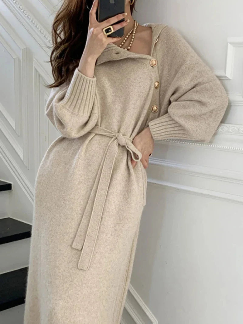 Vestido gola alta e manga - Taylor