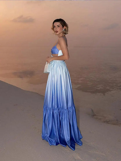 Vestido longo cor gradiente - Sabrina