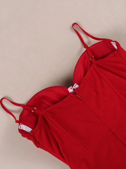 Vestido bustier fenda drapeada lateral - Jordi