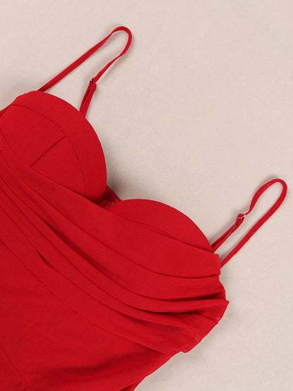 Vestido bustier fenda drapeada lateral - Jordi