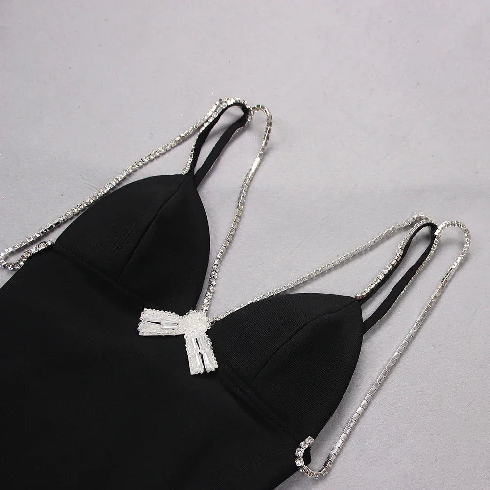 Vestido alça de laço de strass - Veronica