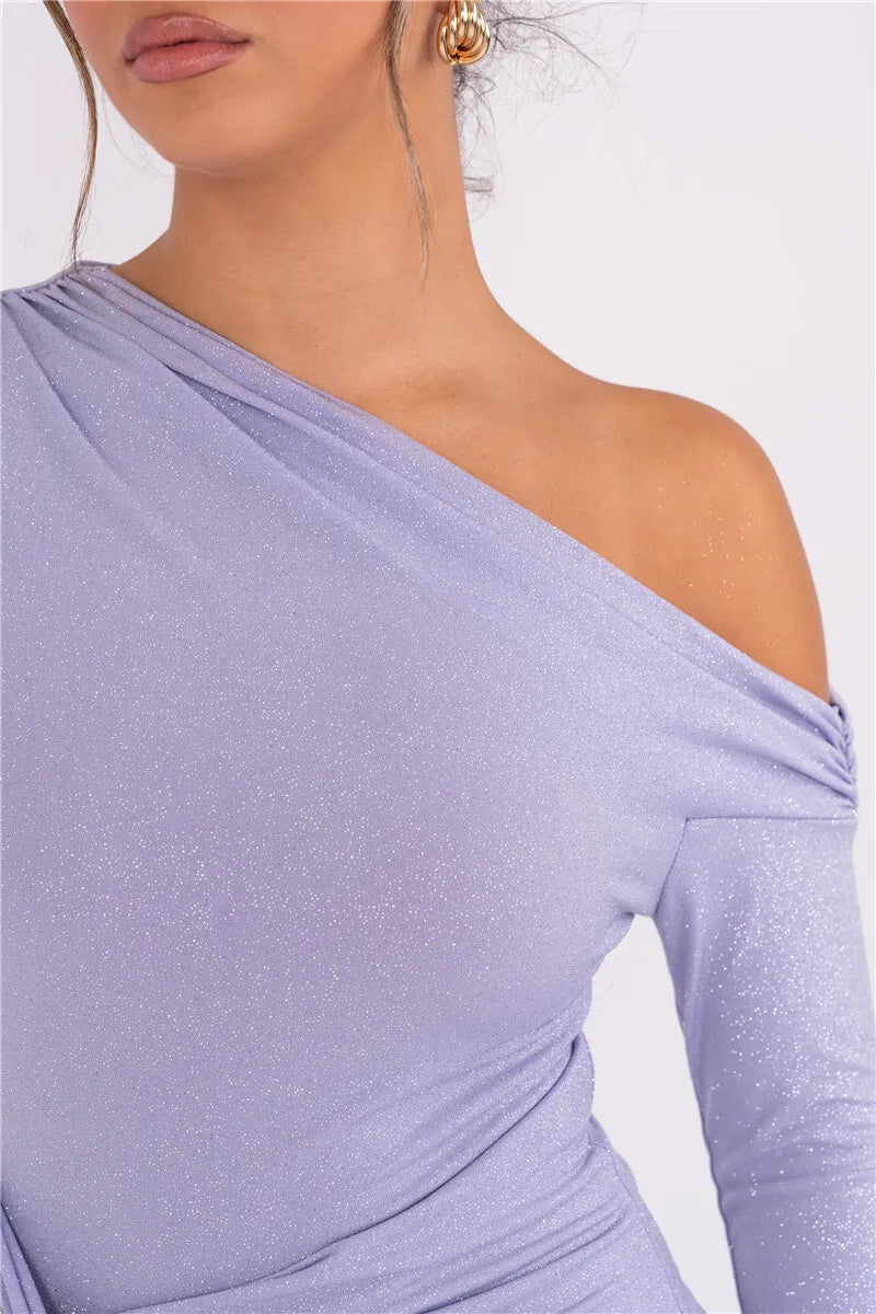 Vestido justo com manga brilho - Tayla