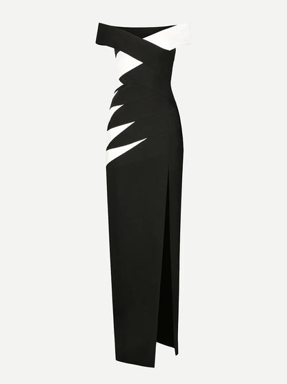 Vestido contraste ombro a ombro - Willy
